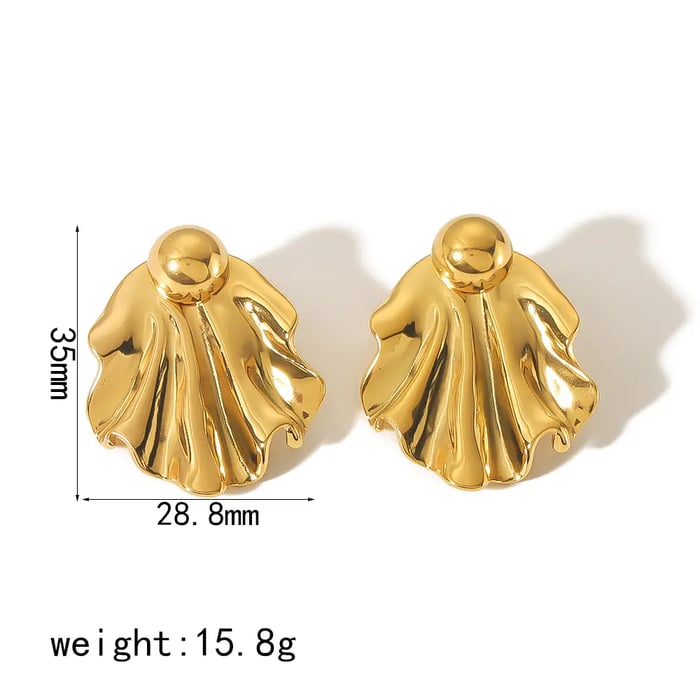 1 pair of personalized fashion  gold-plated stainless steel irregular fan-shaped earrings for women's jewelry for daily wear h5Picture2